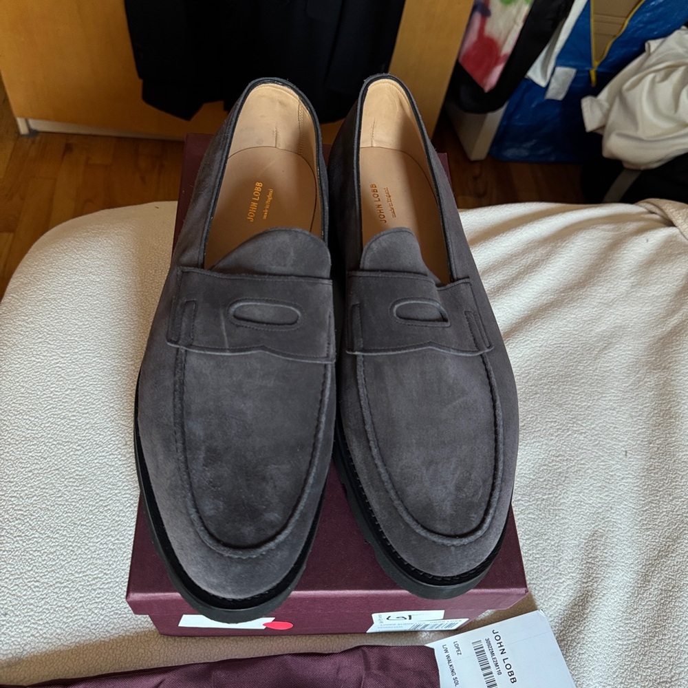 John Lobb Gray Loafers Sleek Suede Slip-Ons size 11UK/12US - Picture 2 of 5